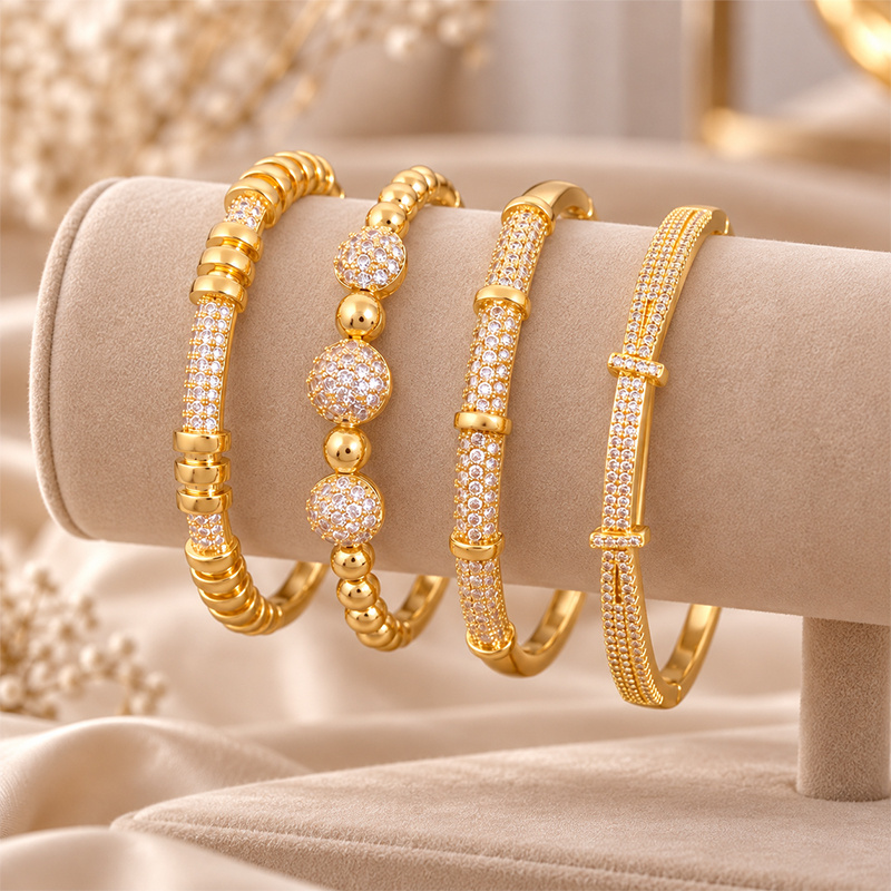 Premium 4pcs Bangle Collection, Vintage-inspired Shape
